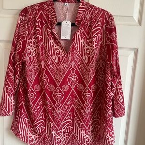 Stylish Red Patterned Women's Top